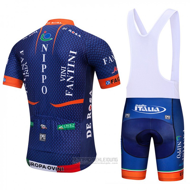 2018 Fahrradbekleidung Vini Fantini Tief Blau Trikot Kurzarm Tragerhose